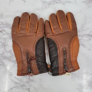 Aris Ski Gloves Vintage Brown Leather Lined Women's Medium